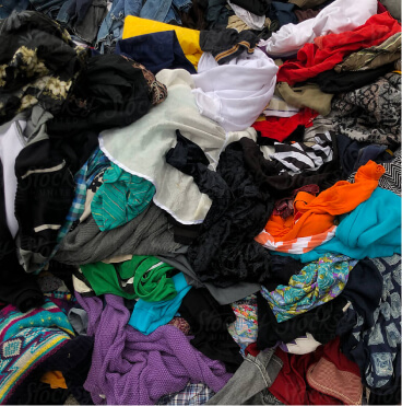 Mixed used clothing recovered through thrift store partnerships